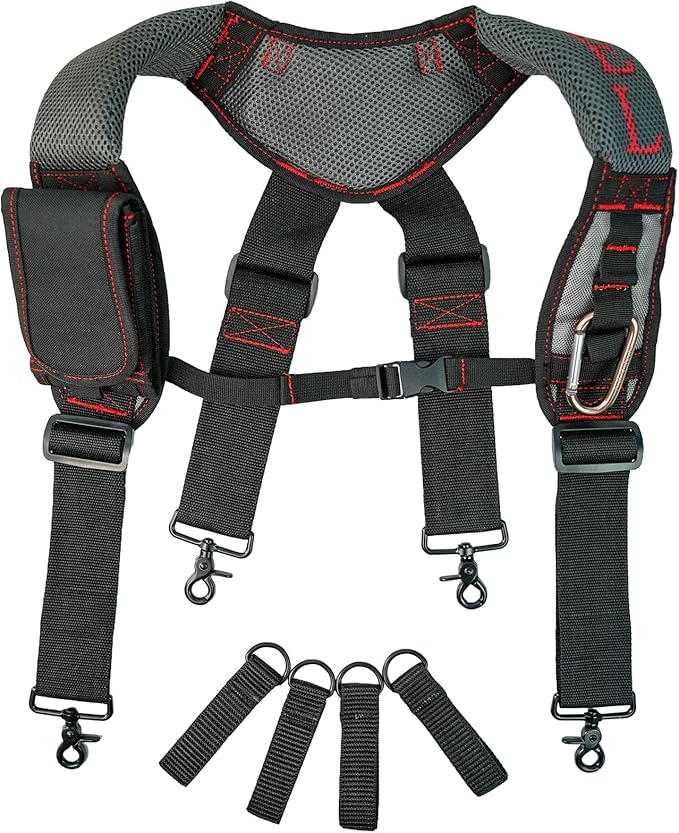 【SG001-Clip】MELOTOUGH Gel Padded Tool Belt Suspenders - Heavy Duty Clip End Work Suspenders