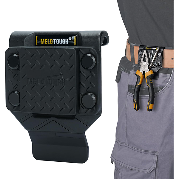 【MTH01-Black】MELOTOUGH Magnetic Tool Holder Strong Magnetic Belt Clip for Screws,Nails,Wrench,Hammer,Pliers,Screwdriver,Trowel,Sockets - Fits Up to 2.7" Belt (Black)