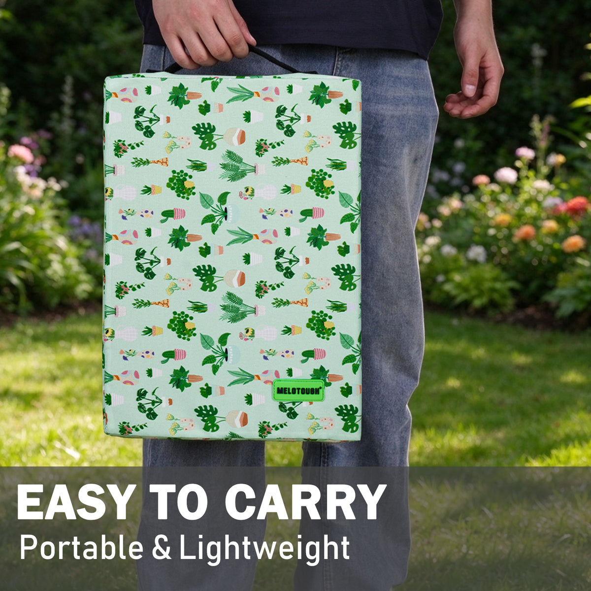MELOTOUGH 17" Garden Kneeling Pad, Removable Washable Cover with Carry Handle, Thick NBR Foam Knee Cushion