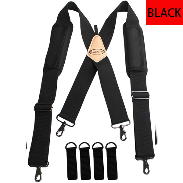 MELOTOUGH Tool Belt Suspenders Work Belt Suspenders Flexible Adjustable Straps with Moveable Padded Shoulders with 4 Loop Attachments
