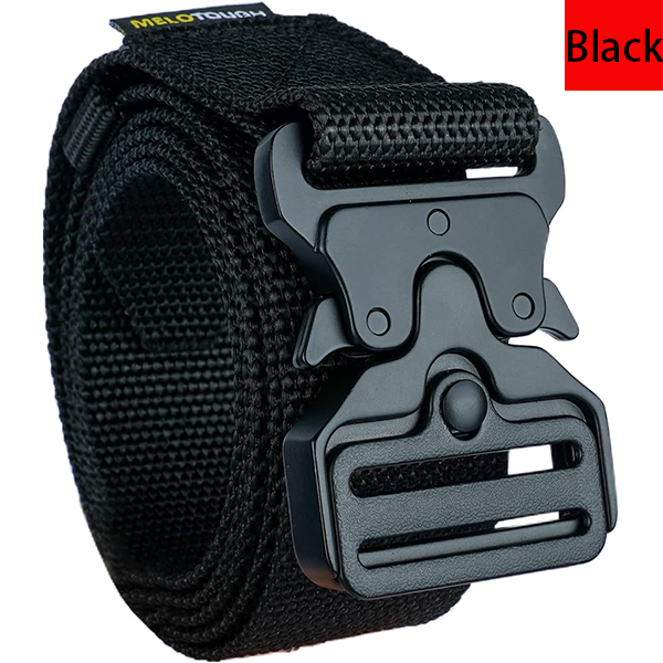 MELOTOUGH Quick Release Tool Belt 1.5 Inch Web Work Tool Belt with Heavy Duty Metal Buckle for Tool Pouch, Construction, Electrical (Black)