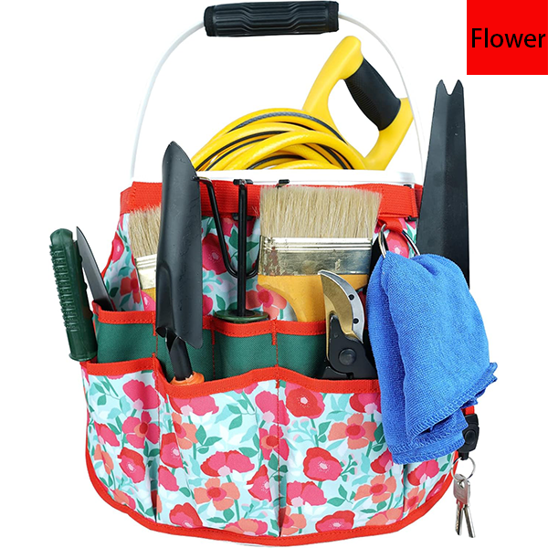 MELOTOUGH Bucket Caddy Organizer Bucket Tool Organizer for Garden Tools Fit 3.5 to 5 Gallon Bucket (Flower)