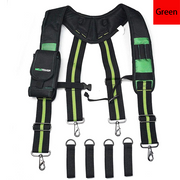 MELOTOUGH Tool Belt Suspenders Construction Work Suspenders with detachable phone holder comfortable foam shoulder padder (Oliver Green)