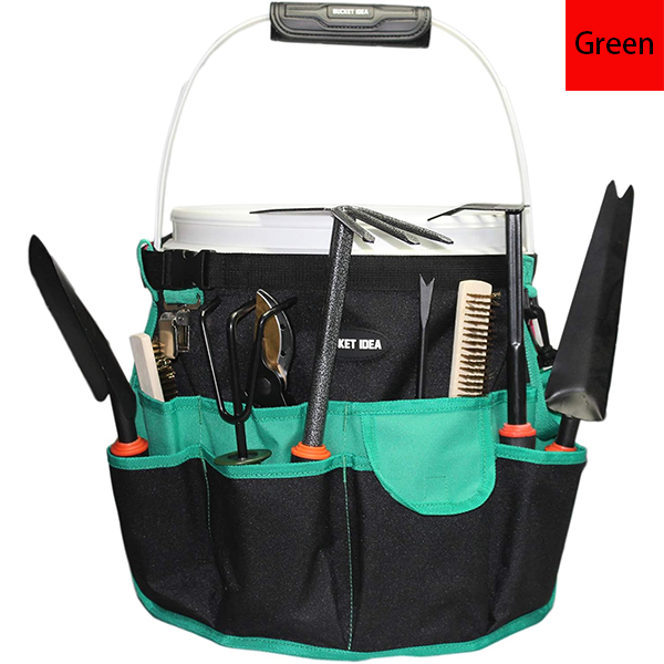 MELOTOUGH Bucket Caddy Organizer Bucket Tool Organizer for Garden Tools Fit 3.5 to 5 Gallon Bucket (Green)