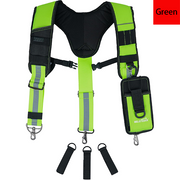 MELOTOUGH Reflective Safety Tool Belt Suspenders Construction Bag Suspenders Padded Work belt Suspenders for Carpenter/Electrician/Roofing/Farmer work Suspension Rig(Reflective Green)