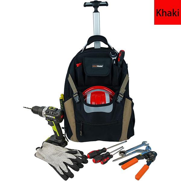 MELOTOUGH Electrician Tool Bag Welding Tool Backpack with Helmet Catch Heavy Duty Tool Organizer Bag for Electrician, Carpenter,Tradesman,Construction,HVAC,Welder (Blue)