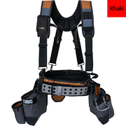 MELOTOUGH Tool Belt with Suspenders Tool Bag Suspenders Framers Comb Apron Tool Belt Construction Tool Pouch Builder Heavy Duty Carpenter Suspension Rig for Electrician, Roofing,Contractor(Khaki)