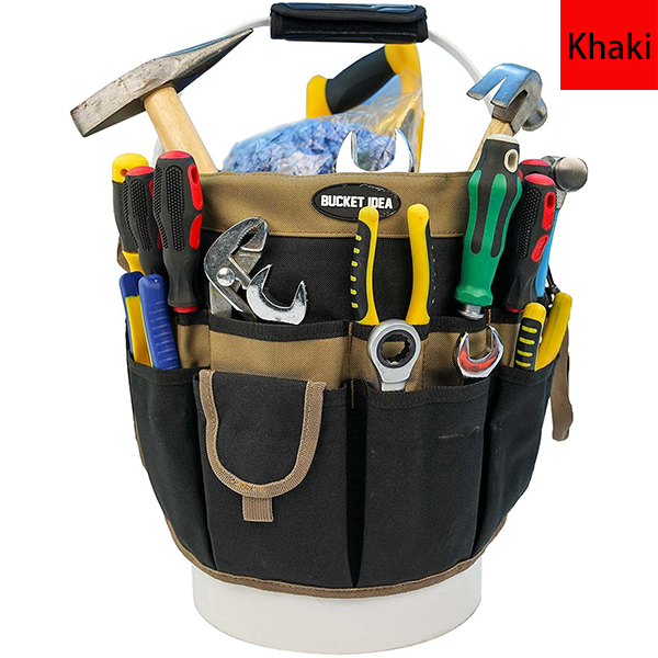 MELOTOUGH Bucket Tool Organizer With 35 Pockets Fits to 3.5-5 Gallon Bucket (Khaki)