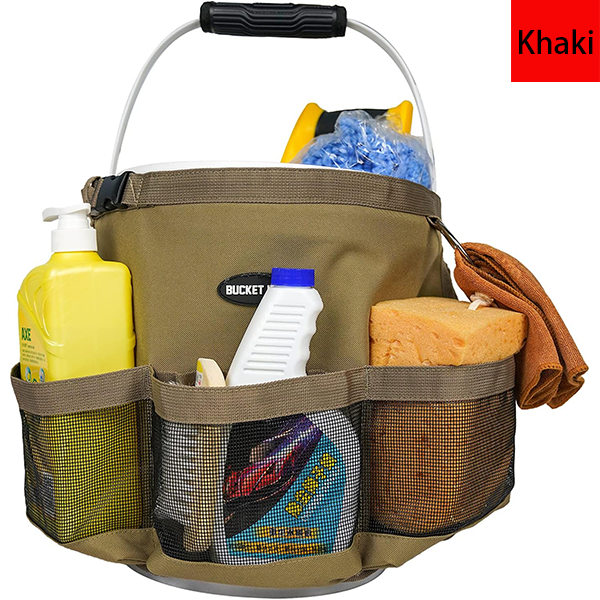 MELOTOUGH Car Wash Bucket Tool Organizer for Garden Tools Fit 3.5 to 5 Gallon Bucket (Khaki)