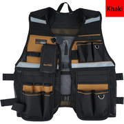 MELOTOUGH Tool Vest for Men Reflective Safety Tool Vest with Adjustable Straps,Removable Phone Holder for Electrical,Carpenters,Construction(Khaki)
