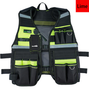 MELOTOUGH Tool Vest Reflective Safety Tool Vest with Removable Phone Holder,Retractable Pen Holder for Electrician,Carpenters,Construction(Lime)