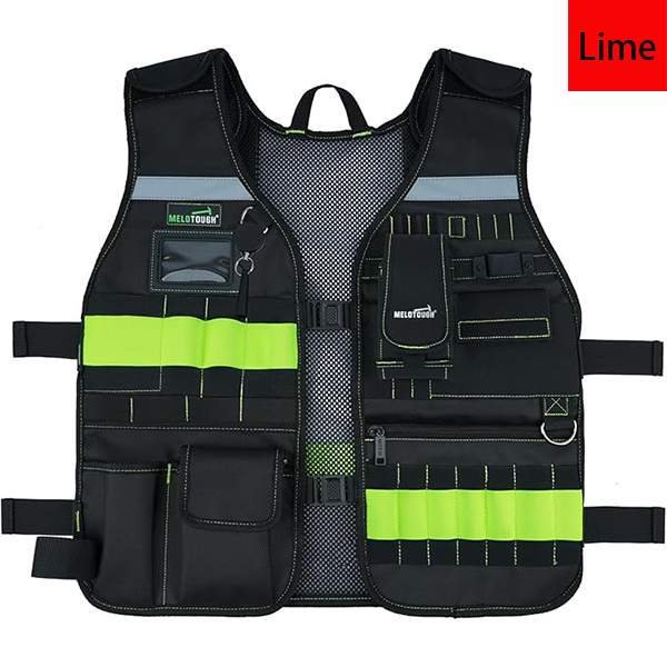 MELOTOUGH Tool Vest Safety Work Vest with Adjustable Straps,Removable Phone Holder for Electrician,Construction,Carpenters
