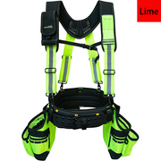 MELOTOUGH Reflective Safety Tool Belt with Suspenders Hi Vis Tool Bag Suspenders Tool Belt Construction Heavy Duty Work Suspension Rig (Hi Viz Lime)