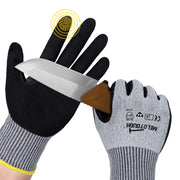 MELOTOUGH ANSI A4 Cut Resistant Work Gloves, Touchscreen Nitrile Sandy Coated Safety Gloves
