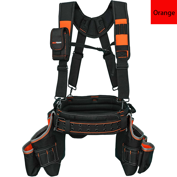 MELOTOUGH Pro Framer Combo System Tool Belt with Suspenders Construction Tool Pouch Builder Heavy Duty Carpenter Suspension Rig Tool Belt and Multi Function for electrician, roofing,contractor