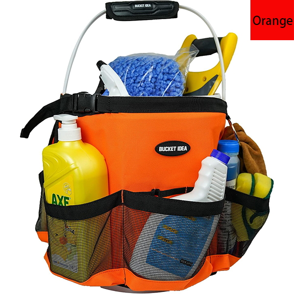 MELOTOUGH Bucket Washing Tool Organizer for a 5 Gallon Bucket Tool Organizer for Garden Tools Fit 3.5 to 5 Gallon Bucket (Orange)