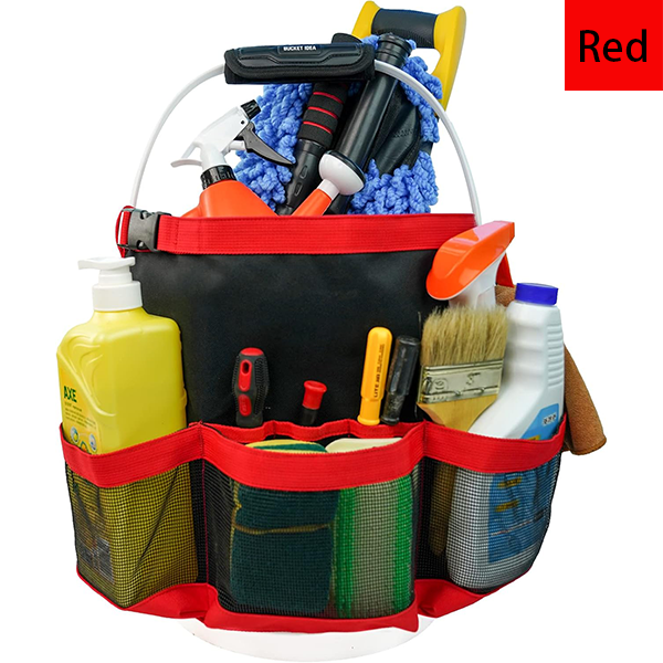MELOTOUGH Bucket Car Wash Tool Organizer for Garden Tools Fit 3.5 to 5 Gallon Bucket (Red)