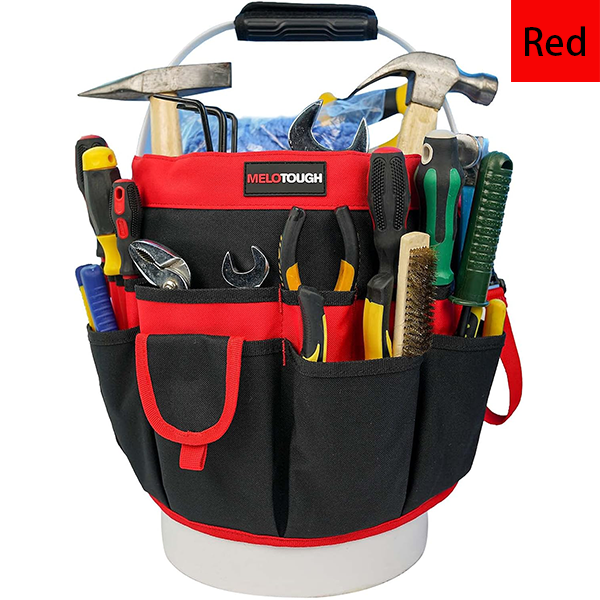 MELOTOUGH Bucket Tool Organizer With 35 Pockets Fits to 3.5-5 Gallon Bucket (Red)