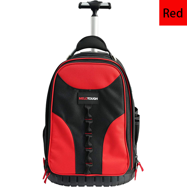 MELOTOUGH Wheeled Rolling Tool Backpack Heavy Duty Tradesman Pro Tool Organizer Including Laptop Sleeve (Red&Black)