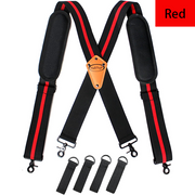 MELOTOUGH Tool Belt Suspenders Tool Harness for Heavy Duty Work Movable shoulder Pads, Quick lobster clasp Tool Belt (Red Strip)