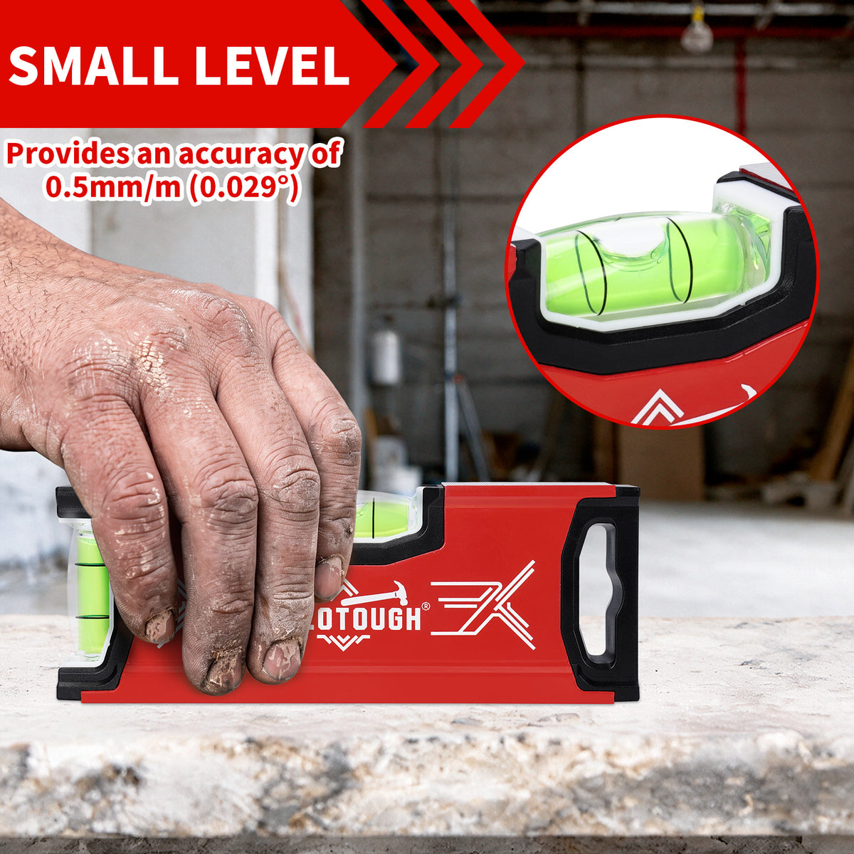 MeloTough Magnetic Torpedo Level, 6 Inch Pocket Spirit Level with Rare Earth Magnets