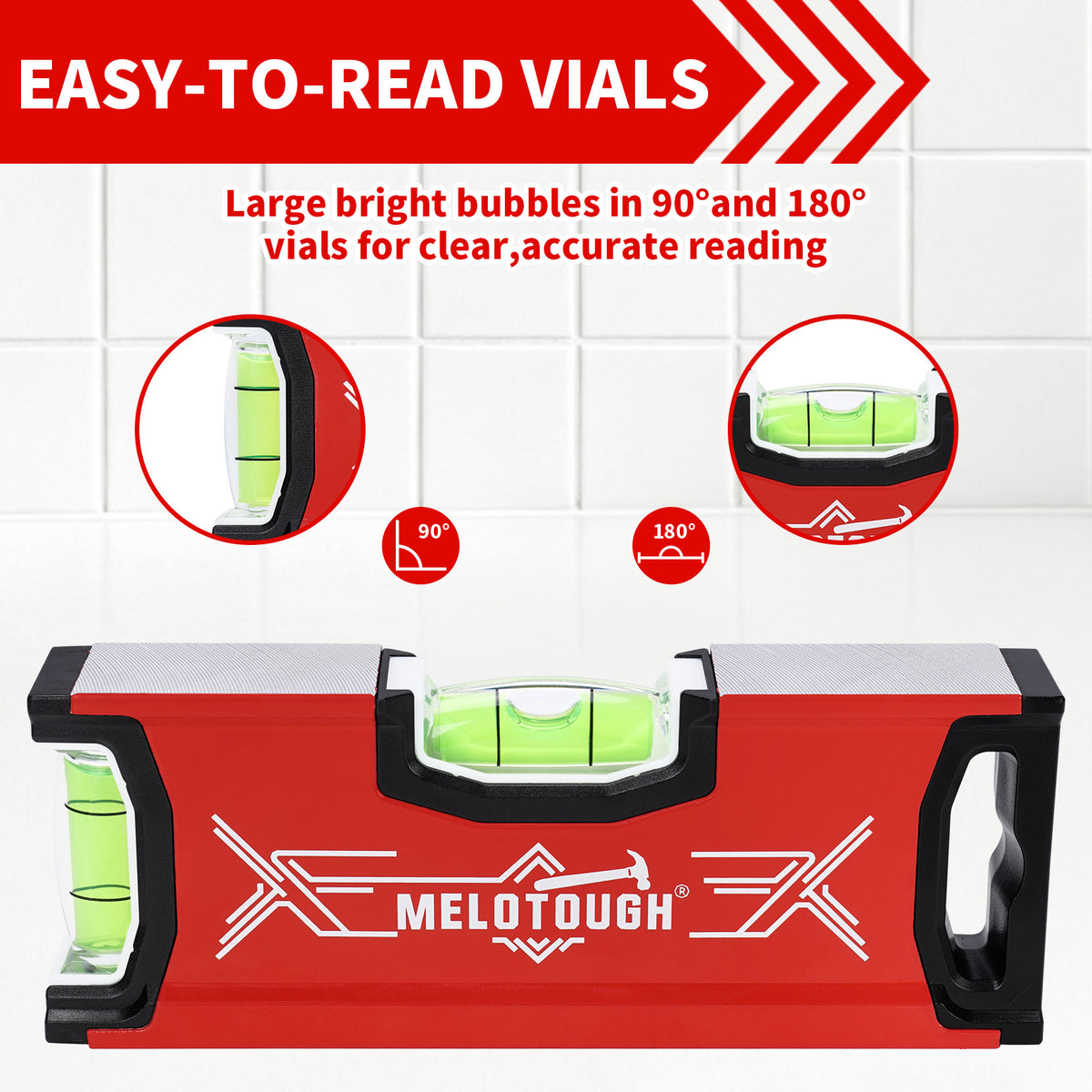 MeloTough Magnetic Torpedo Level, 6 Inch Pocket Spirit Level with Rare Earth Magnets