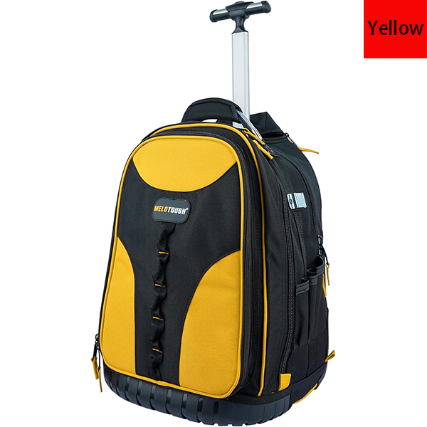 Wheeled Rolling Tool Bag Heavy Duty Tool Backpack for Men Tool Organizer Bag Including Laptop Sleeve(Yellow)