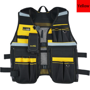 MELOTOUGH Tool Vest Reflective Safety Tool Vest with Removable Phone Holder,Retractable Pen Holder for Handyman,Electrician,Carpenters(Yellow)