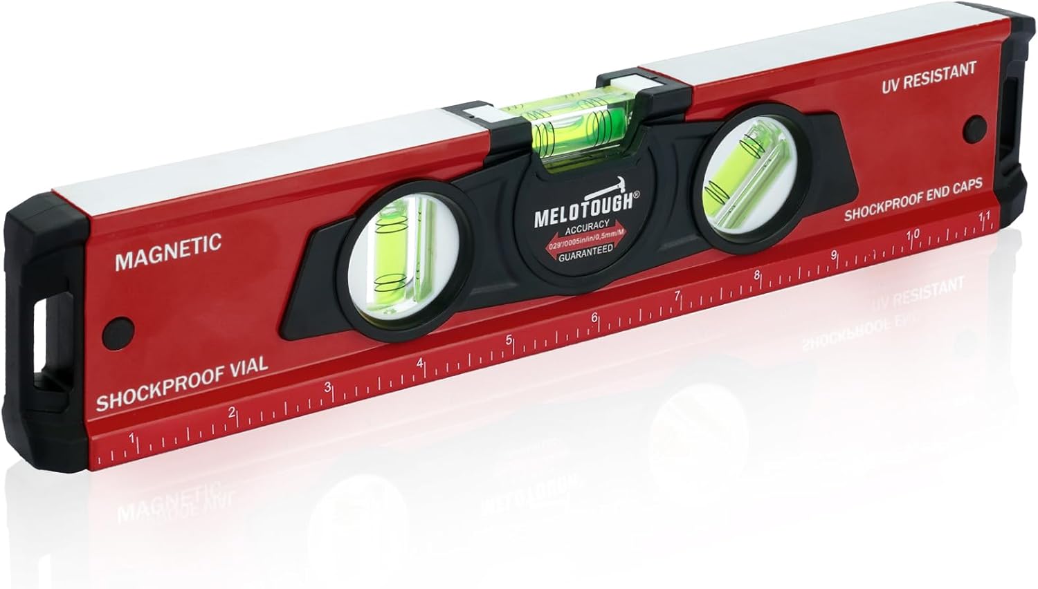 MELOTOUGH 12 Inch Torpedo Level Magnetic,Small Leveler Tool,Aluminum Level with Inch Scale,45°/90°/180°Vial Bubble Level(Blue)