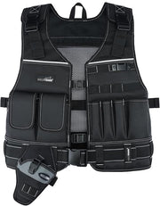 MELOTOUGH Tool Vest for Men with Pouches and Belt, Adjustable Multi-Pocket Safety Tool Vest for Electrician, Carpenter(Black)