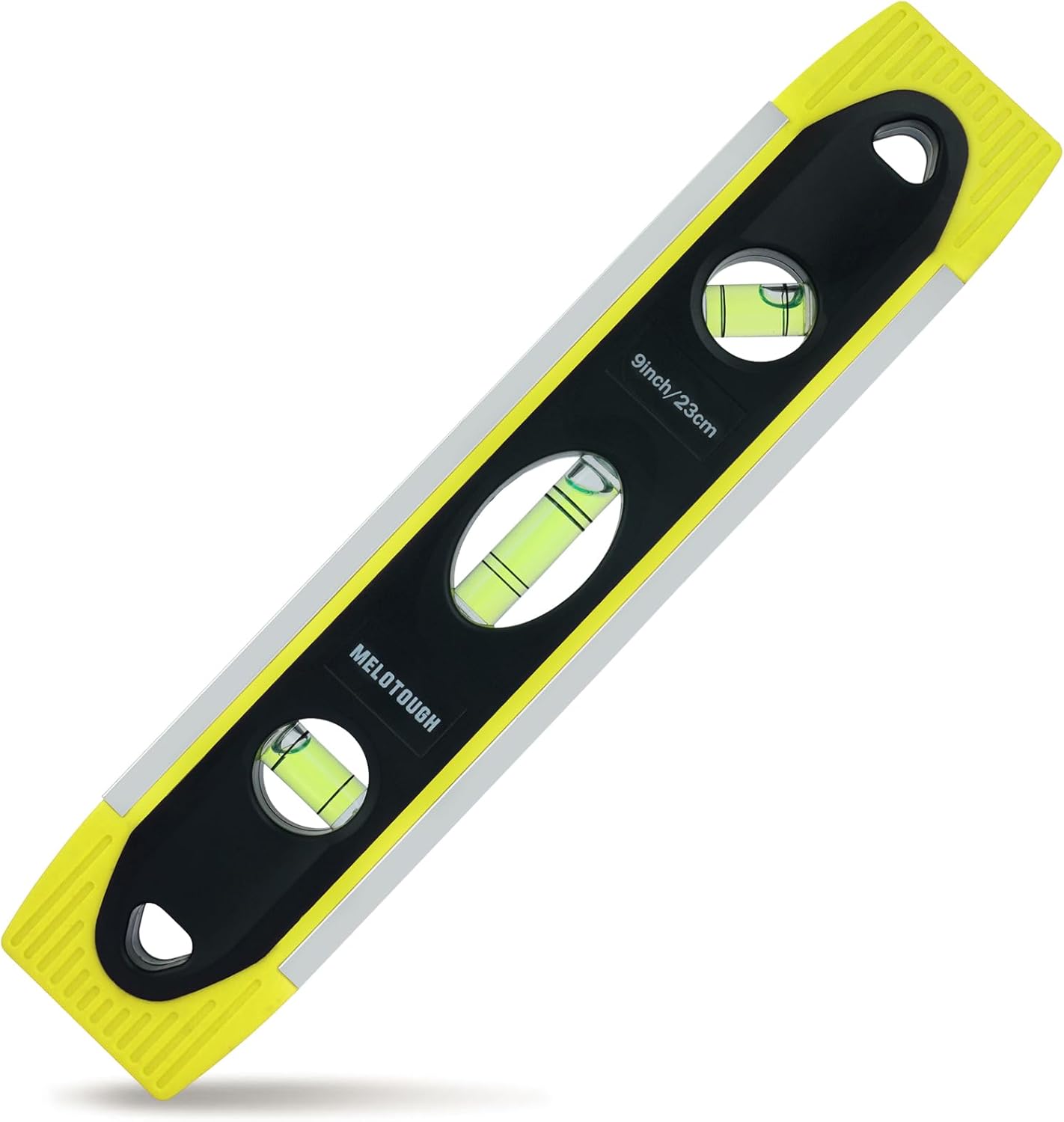 MELOTOUGH 9 Inch Torpedo Level Magnetic,Small Leveler Tool,Spirit Level with 45/90/180 Bubbles,V-Groove,Shock Resistant Leveler,Yellow(2PCS)