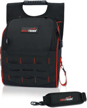 MELOTOUGH Electrician Tool Pouch with Shoulder Strap, Zippered Flip Cover Tool Pouch Bag with Multiple Storage Pockets for Electricians, Technicians, Maintenance