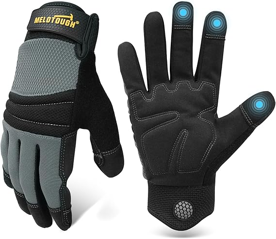 MELOTOUGH Work Gloves for Men Women,Mens Mechanic Work Gloves for Garden,Yard,Warehouse,Touch Screen Working Gloves