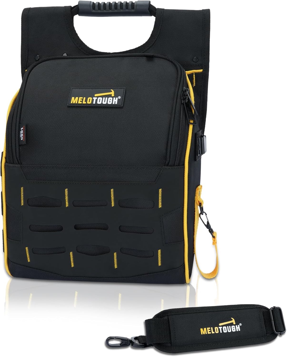 MELOTOUGH Electrician Tool Pouch with Shoulder Strap, Zippered Flip Cover Tool Pouch Bag with Multiple Storage Pockets for Electricians, Technicians, Maintenance