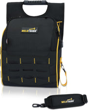MELOTOUGH Electrician Tool Pouch with Shoulder Strap, Zippered Flip Cover Tool Pouch Bag with Multiple Storage Pockets for Electricians, Technicians, Maintenance