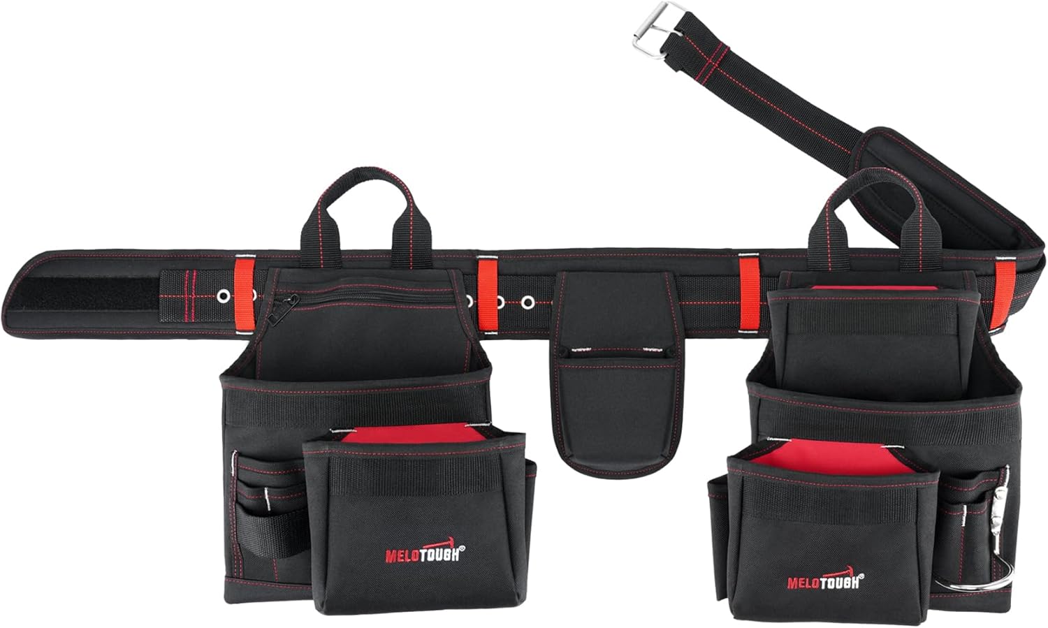MELOTOUGH Professional Tool Belt Organizer with 21 Pockets, Electrician Tool Belt Tool Rig Combo Apron Tool Pouch, Heavy Durable Construction Work Belt for Framer, Carpenter, Electrician