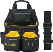 MELOTOUGH Professional Tool Belt Pouch,Small Tool Pouch with Belt,Design Multi-Functional Pockets for Electrician/Carpenter/Construction, Waist Fits 32-50 Inches