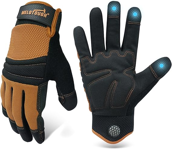 MELOTOUGH Work Gloves for Men Women,Mens Mechanic Work Gloves for Garden,Yard,Warehouse,Touch Screen Working Gloves