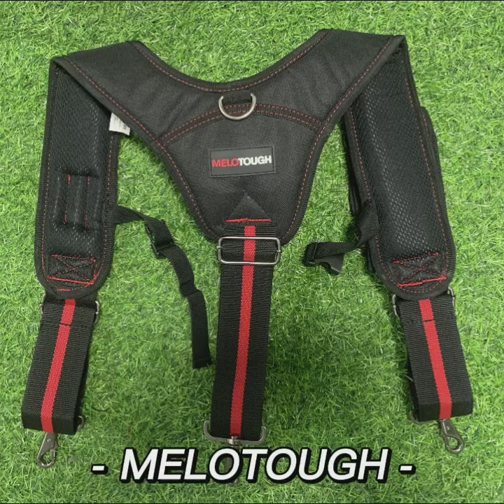 Load video: MELOTOUGH Tool Belt Suspenders – Heavy Duty Padded Work Suspenders for Electricians, Construction &amp; Farmers